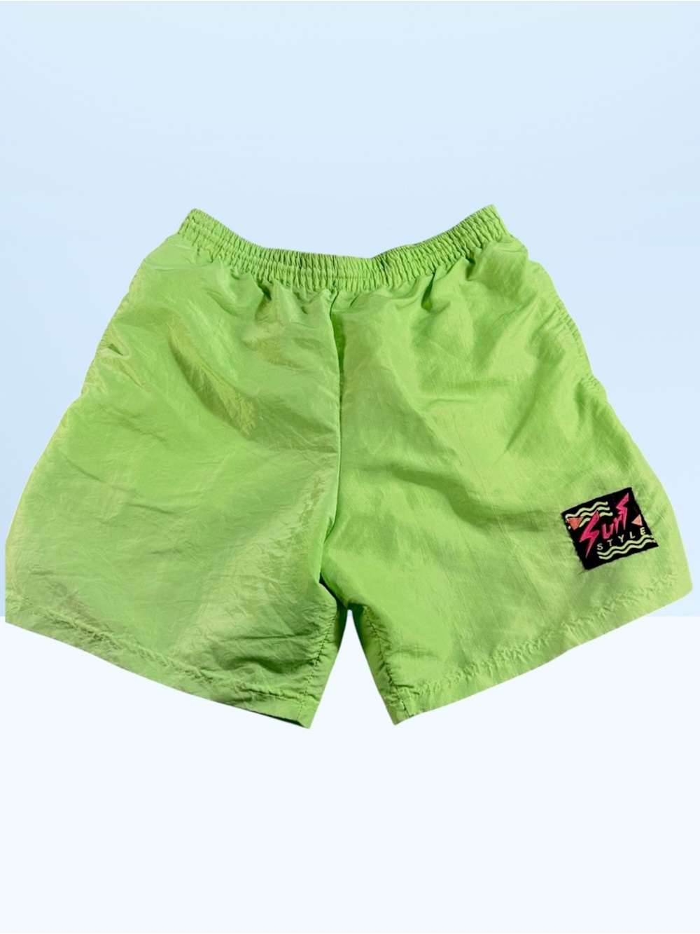 Vintage SURF STYLE Neon Lime Green Athletic Shorts - Size Medium